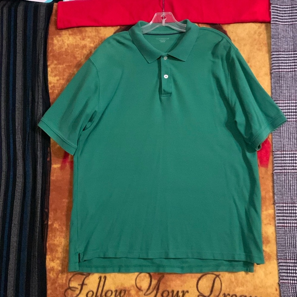 COVINGTON-men’s green cotton short sleeved buttoned polo shirt